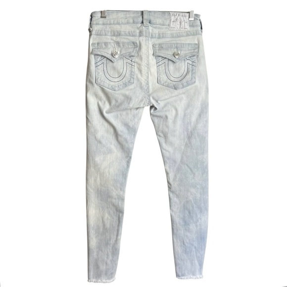 True Religion Jennie Curvy Mid Rise Flap Single Needle Skinny Jeans Sz 27 Blue - Picture 2 of 15